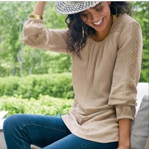 Soft Surroundings Asilah Sand Dune Tunic Blouse Size M - Picture 1 of 3